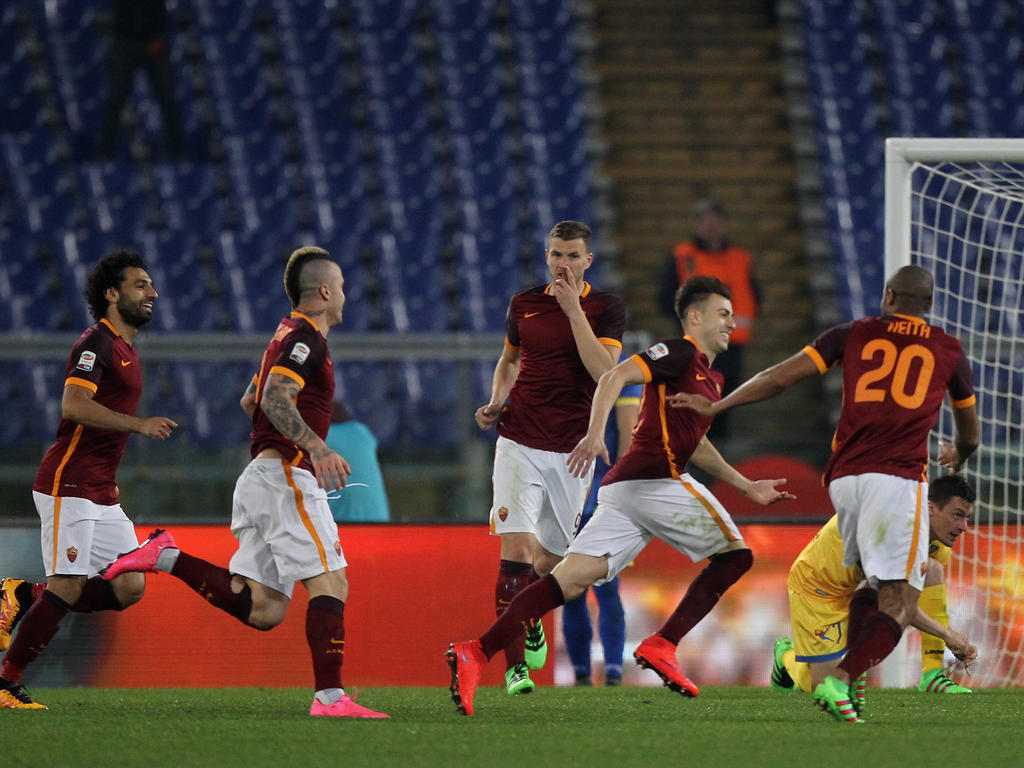 Stephan El Shaarawy celebra su gol en su debut con la Roma. (Foto: Getty)