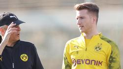 Stellt BVB-Coach Lucien Favre (l.) ein gutes Zeugnis aus: Kapitän Marco Reus