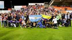 Así celebraron los jugadores el ascenso en el estadio del Lugo. (Foto: Imago)