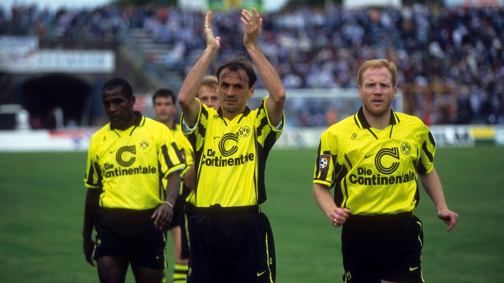 Jürgen Kohler (M.) spielte zwischen 1995 und 2002 für den BVB Jürgen Kohler (M.) spielte zwischen 1995 und 2002 für den BVB