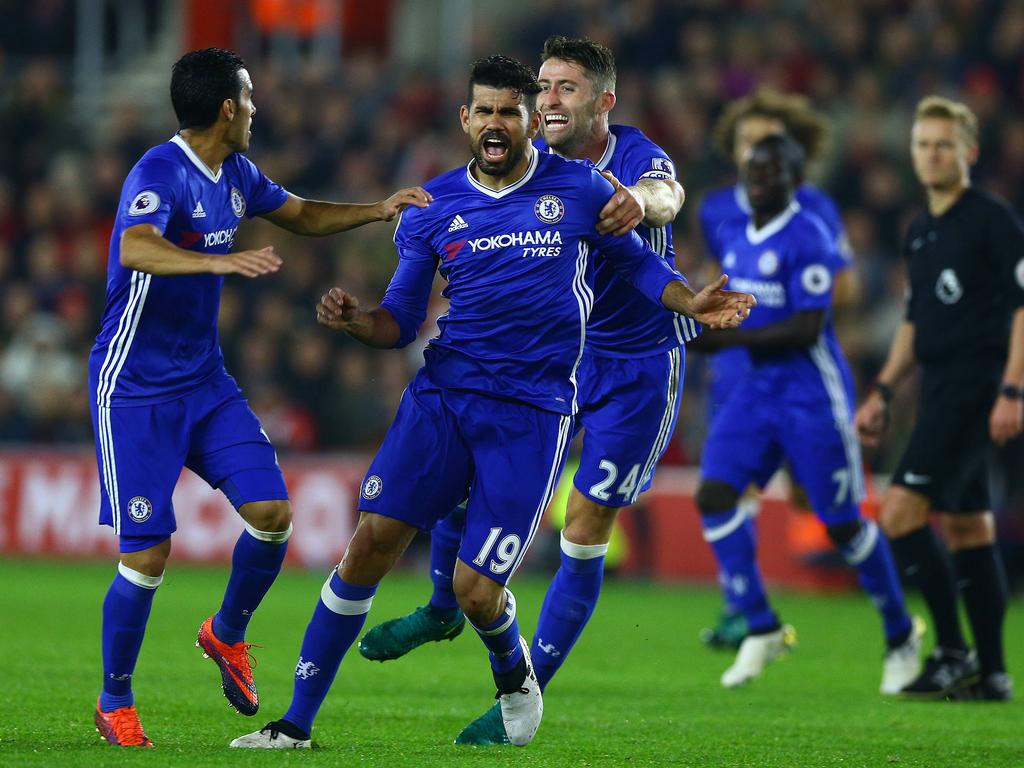 Los jugadores del Chelsea celebran el gol de Costa. (Foto: Getty)