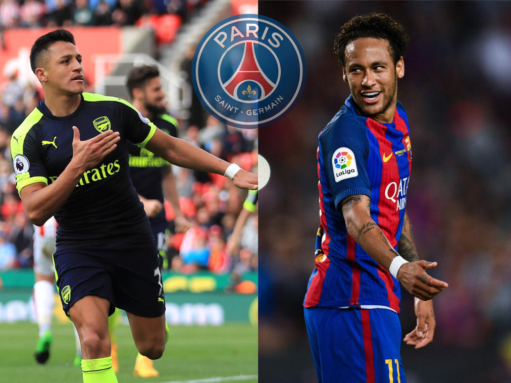 Alexis Sánchez (l.) und Neymar stehen angeblich vor einem Wechsel nach Paris