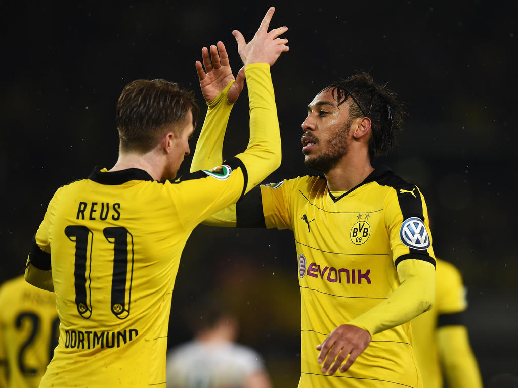 Reus y Aubameyang lideraron al Dortmund en octavos de la Copa alemana. (Foto: Getty)