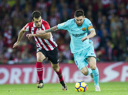 Lionel Messi (r.) erzielte das wichtige 1:0 für den FC Barcelona
