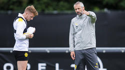 Marco Reus (l.) bleibt auch unter Marco Rose BVB-Kapitän