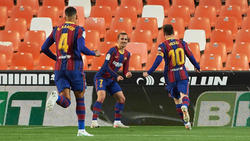 Waren die Torschützen für Barcelona: Griezmann (M.) und Messi (r.)