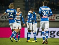 PEC Zwolle mocht vijf keer juichen in het bekerduel tegen JVC Cuijk. (22-01-2014)