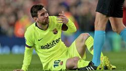 Lionel Messi holte sich gegen Manchester United eine blutige Nase