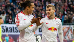Yussuf Poulsen (l.) und Timo Werner harmonieren auf dem Platz