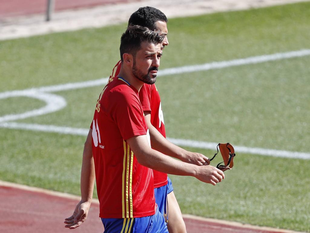 David Villa en un entrenamiento de esta semana con España. (Foto: Imago)