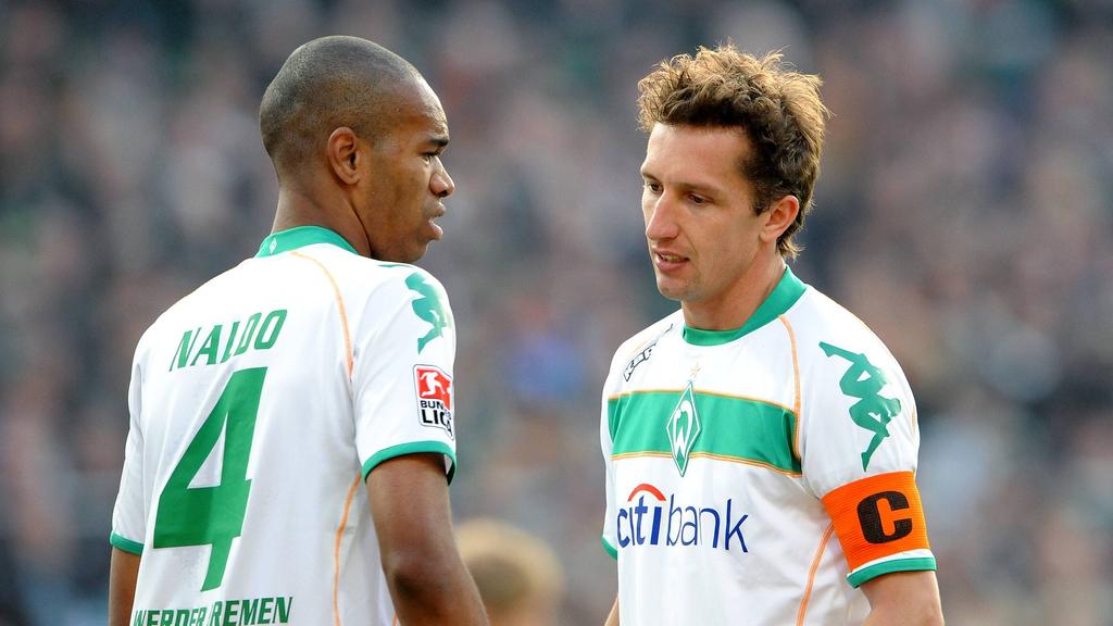 Gemeinsam im Jahr 2008 für Bremen aktiv: Naldo (l.) und der heutige Manager Frank Baumann