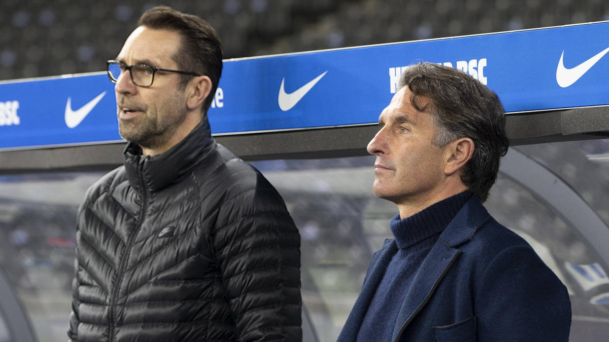Michael Preetz (l.) und Bruno Labbadia sind ihre Jobs los Michael Preetz (l.) und Bruno Labbadia sind ihre Jobs los