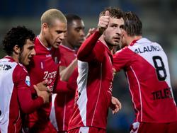 FC Utrecht komt vlak voor tijd op 1-1 tegen PEC Zwolle. Kevin Conboy (m.) maakt de gelijkmaker en zorgt ervoor dat de bekerwedstrijd naar een verlenging afstevent. (14-12-2016)