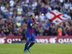 Lionel Messi maakt speelminuten tijdens het competitieduel FC Barcelona - Deportivo La Coruña (15-10-2016).