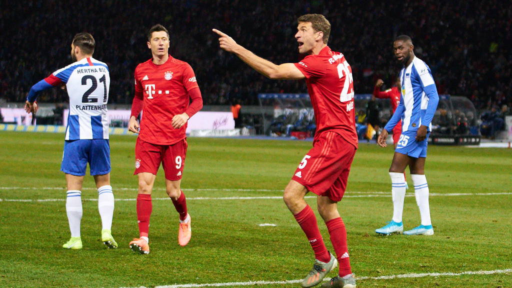 Thomas Müller erzielte für den FC Bayern gegen Hertha BSC ein Tor Thomas Müller erzielte für den FC Bayern gegen Hertha BSC ein Tor