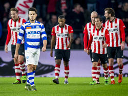 De Graafschap-verdediger Tolgahan Çiçek baalt van de tegentreffer tijdens het competitieduel PSV - De Graafschap. (30-01-2016)