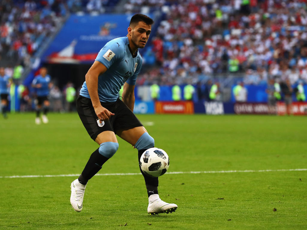 Maxi Gómez con la camiseta de Uruguay.