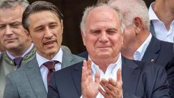 Niko Kovac (l), Trainer des FC Bayern München und Uli Hoeneß, scheidender Präsident des FC Bayern München