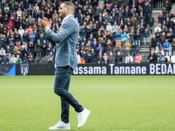 Het publiek van Heracles Almelo neemt voorafgaand aan de play-offwedstrijd tegen FC Groningen afscheid van Oussama Tannane. De buitenspeler vertrok in de winterstop naar het Franse AS Saint-Étienne. (15-05-2016)