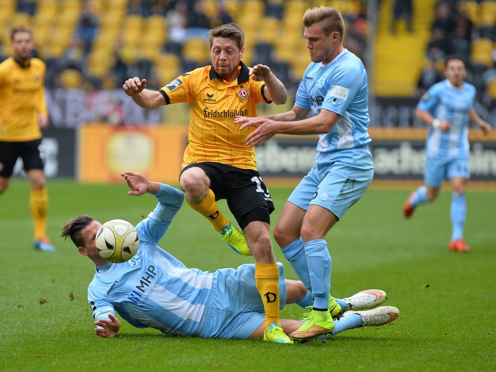 Andreas Lambertz und Dynamo Dresden kassierten gegen die Kickers einen kleinen Rückschlag