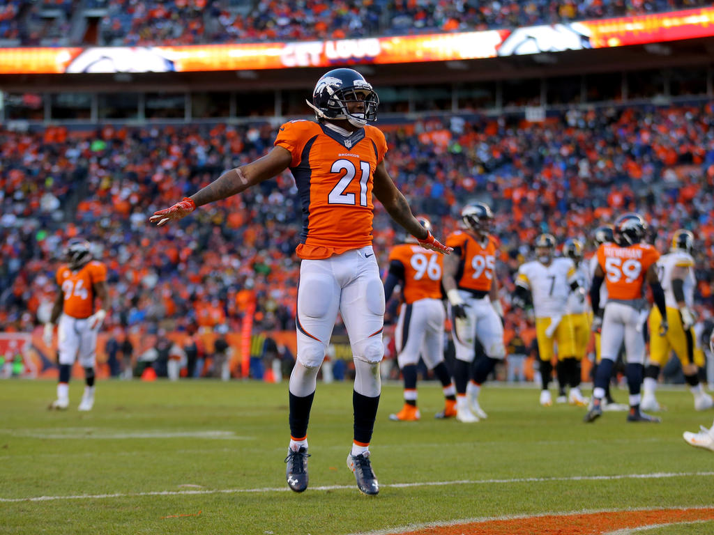 In Feierlaune: Aqib Talib von den Denver Broncos In Feierlaune: Aqib Talib von den Denver Broncos
