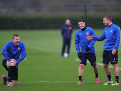 Arsenals deutsches Trio Per Mertesacker, Mesut Özil und Lukas Podolski (v.l.n.r.)