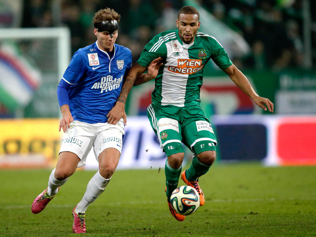 Grödig-Verteidiger Matthias Maak hatte Rapid-Stürmer Terrence Boyd gut im Griff Grödig-Verteidiger Matthias Maak hatte Rapid-Stürmer Terrence Boyd gut im Griff