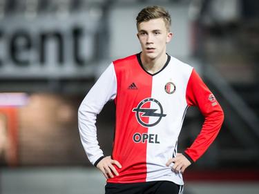 Dylan Vente is gefocust tijdens het competitieduel Sparta Rotterdam U19 - Feyenoord U19 (16-12-2016).