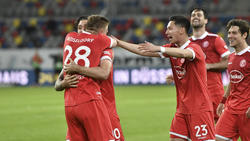 Fortuna Düsseldorf jubelt über den Sieg gegen den Karlsruher SC