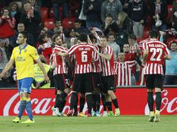 Jugadores del Athletic celebran uno de los goles ante Las Palmas (Foto: Imago)