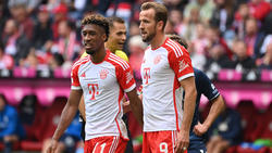 Teamkollegen beim FC Bayern: Kingsley Coman (l.) und Harry Kane (r.)