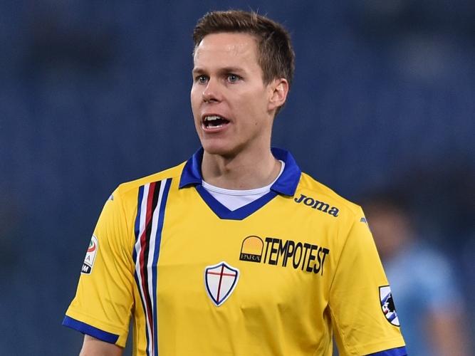 Niklas Moisander in het shirt van het Italiaanse Sampdoria. (14-10-2015)