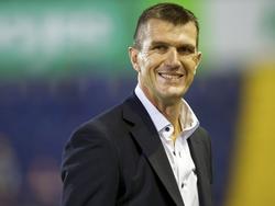 Excelsior-trainer Marinus Dijkhuizen is na afloop van het duel met NAC Breda tevreden met de prestaties van zijn team. (09-08-2014)