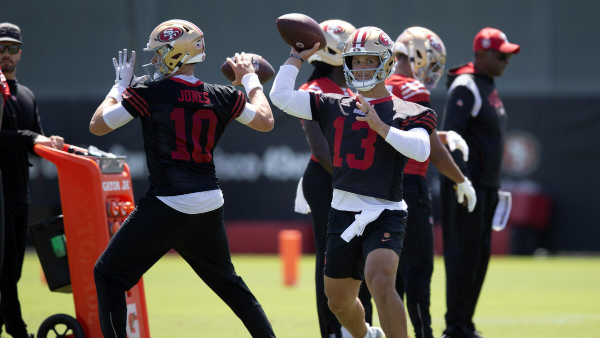 Die 49ers werden erneut ohne Brock Purdy (r.) auskommen müssen
