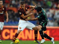 Roms Adem Ljajic (l.) im Zweikampf mit Francesco Magnenelli