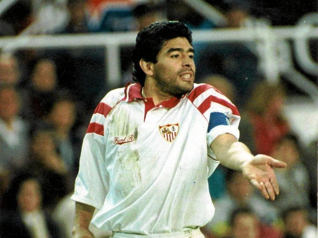 Maradona en su etapa con el Sevilla FC.