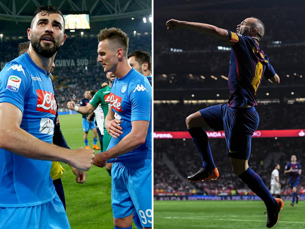 Jubel bei Napoli und Barça. © imago/ZUMA Press bzw. Getty Images/David Ramos