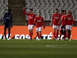 Der Deutsche Julian Weigl (#28) freut sich über Benficas Überlegenheit