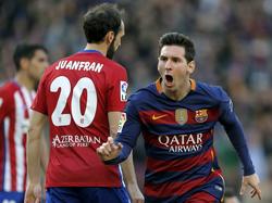 Messi celebra un gol en un duelo liguero entre Barcelona y Atlético. (Foto: Imago)