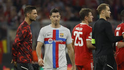 Blieb im Spiel gegen den FC Bayern torlos: Robert Lewandowski (M.) vom FC Barcelona