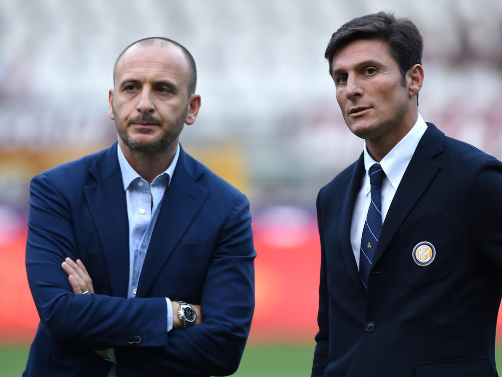 Inter-Manager Piero Ausilio (l.) mit Vereinslegende Javier Zanetti