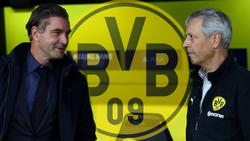 Michael Zorc und Lucien Favre (re.) sind mit dem BVB auf Stürmersuche
