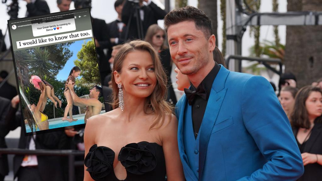 Robert Lewandowski (re.) will zum FC Barcelona, seine Frau (li.) offenbar auch Robert Lewandowski (re.) will zum FC Barcelona, seine Frau (li.) offenbar auch