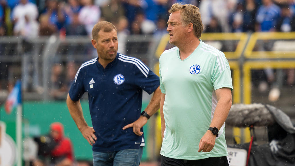 Frank Kramer (l.) ist neuer Chefcoach beim FC Schalke, Mike Büskens (r.) sein Assistent