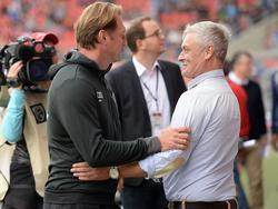 Könnten sich bei der SGE bald die Klinke in die Hand geben: Veh (r.) und Hasenhüttl