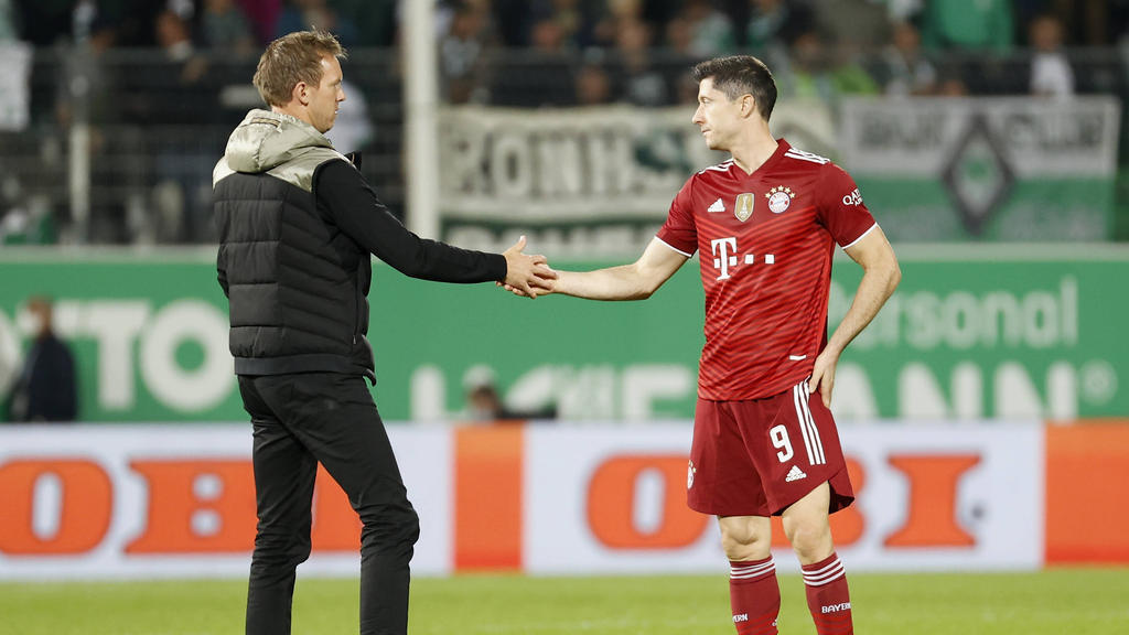 Verstehen sich schon nach wenigen Wochen: Julian Nagelsmann und Robert Lewandowski vom FC Bayern Verstehen sich schon nach wenigen Wochen: Julian Nagelsmann und Robert Lewandowski vom FC Bayern