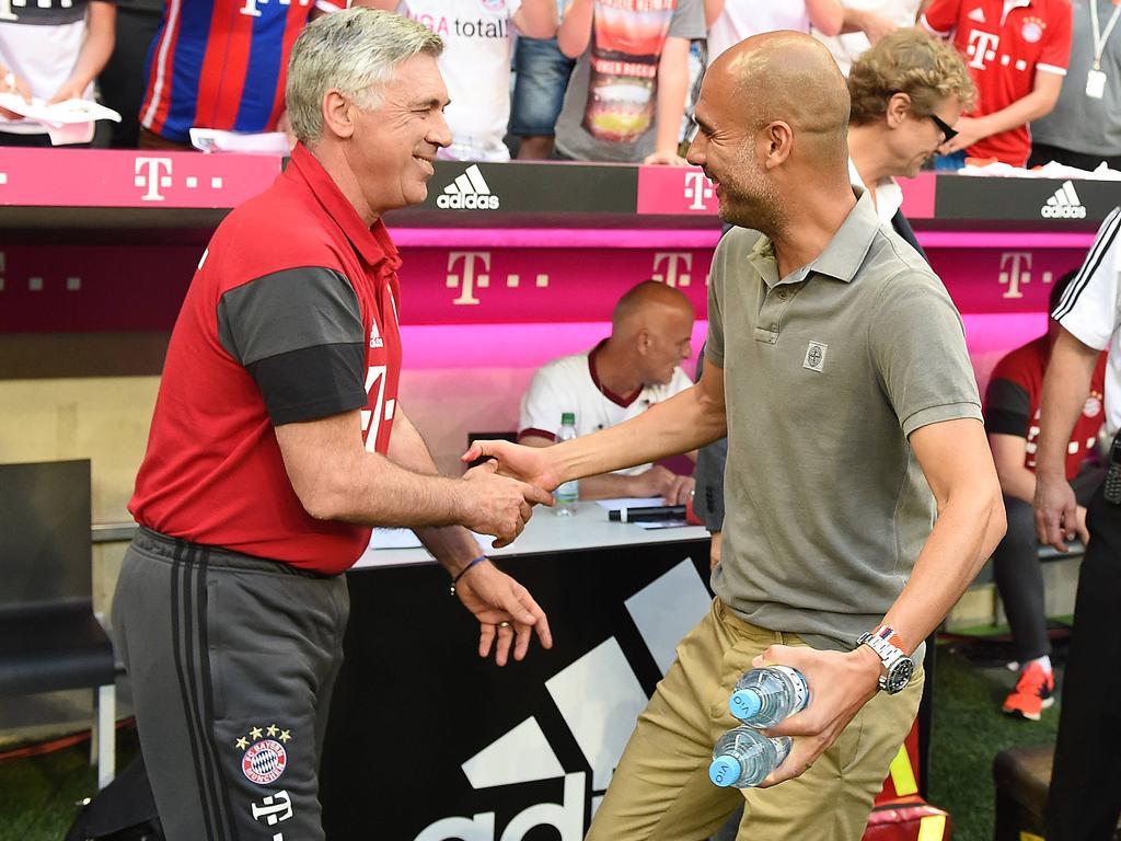 Ancelotti (l.) soll mit den Bayern den CL-Titel holen