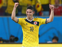 James Rodriquez is met twee doelpunten in de achtste finale tegen Uruguay de man van de wedstrijd
