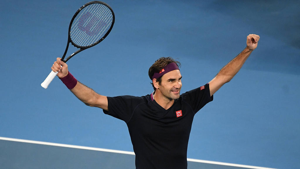 Roger Federer bejubelt seinen hart erkämpften Sieg Roger Federer bejubelt seinen hart erkämpften Sieg