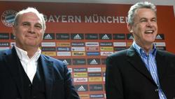 Hitzfeld (r.) arbeitete jahrelang mit Hoeneß in München zusammen